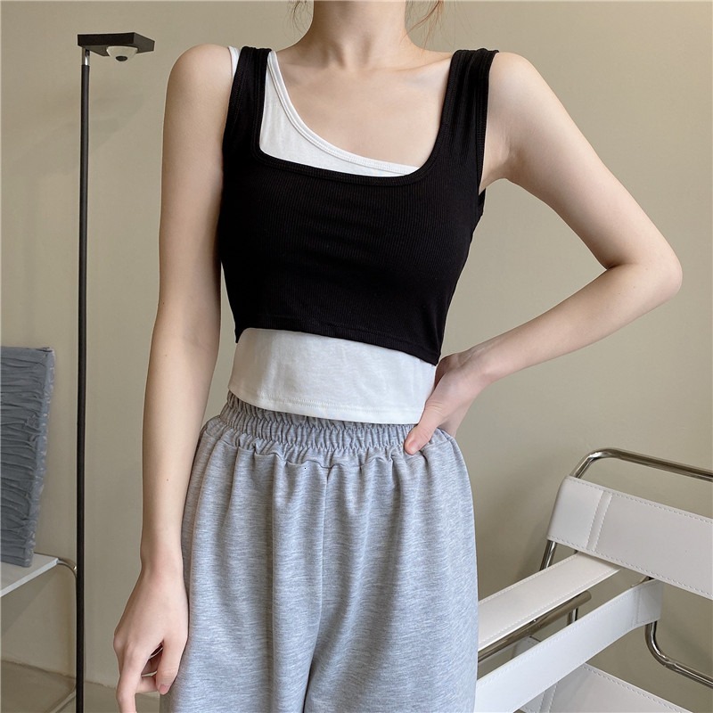 Outdoor yoga exercise vacation, two camisoles, strapless vest, summer backless plus size base shirt, women's outerwear