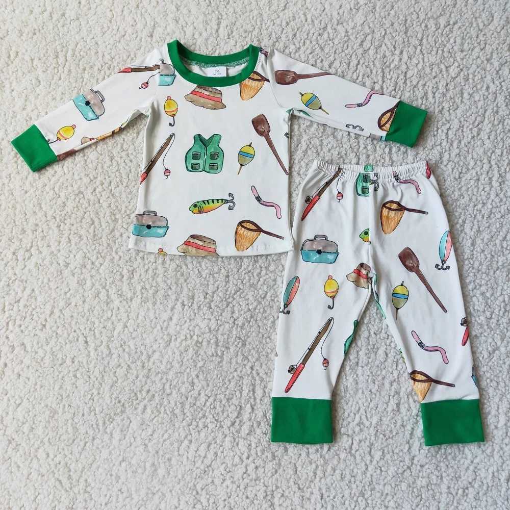 Wholesale childrens winter baby clothing sleepwear set childrens black long sleeved pink denim shirt pants fashion set sleepwearW240716