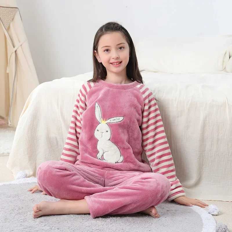 Baby sleepwear winter long sleeved childrens clothing sleepwear teenage sleepwear wool sleepwear childrens sleepwear set 6 8 10 15 years oldW240716