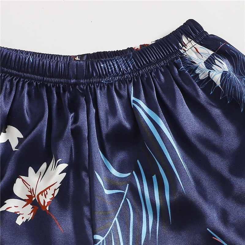 4 Pieces Silk Sets For Women Night Wear Sexy Sex Sling Shorts Sleeve Long Pants Satin Pamas
