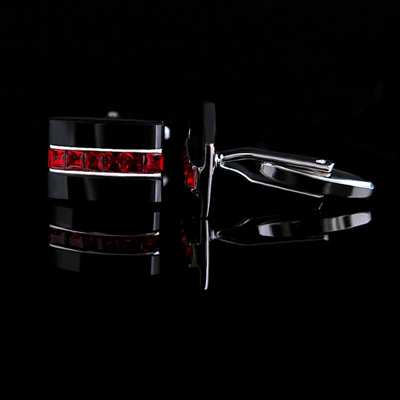 KFLK Jewelry fashion shirt cufflink for mens gift cuff button Red Crystal cuff link High Quality abotoaduras guests 241225
