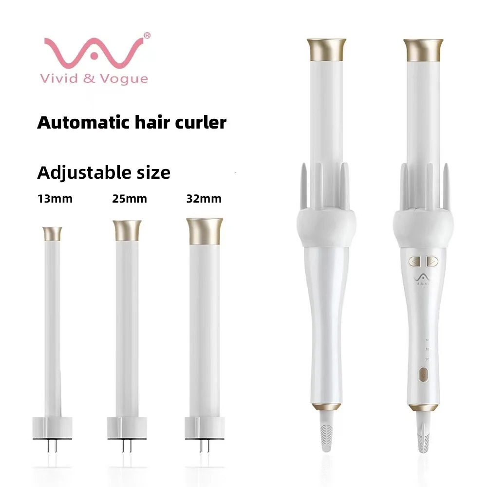 Vivid Vogue White Purple 2 Colors Replacement Professional Portable Auto Rotating Curling Iron 32mm 13mm Hair Iron Genuine US 240717