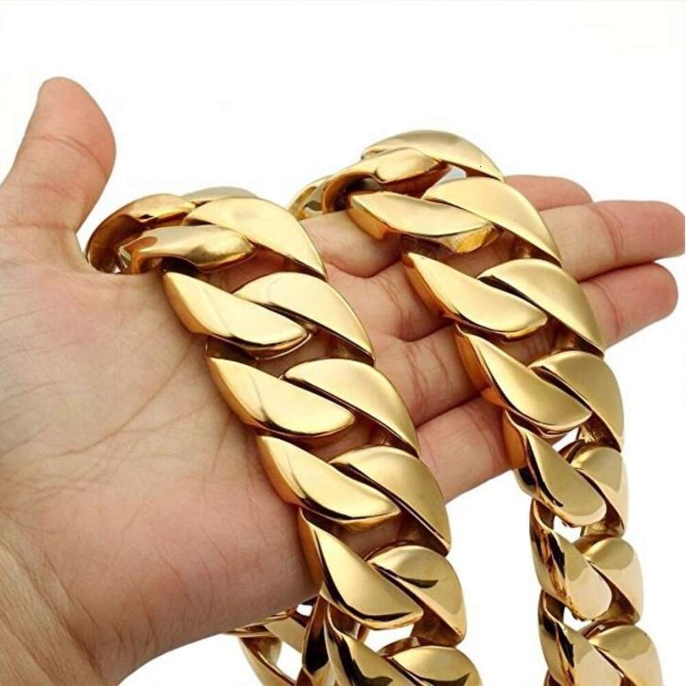 Top quality Mens 31mm Large Heavy Polished Stainless Steel Plated Gold sier Thick Chunky Cuban Curb Chain k Necklace Jewelry gift