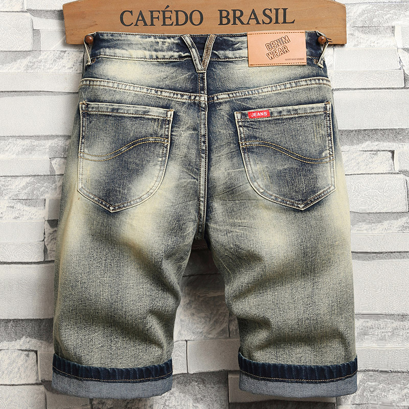 2024 New Denim Shorts Men's Mid pants Straight leg Horse Fashion Brand Summer 5/5 Pants