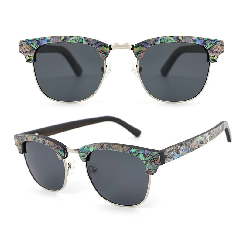 Drop Polarized Abalone Shell Sunglasses Women Square Frame Rim Wood Veneer Custom Wooden Sun Glasses 240711