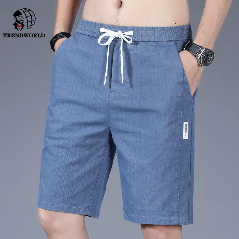 Ice Silk Denim Shorts Men's Summer Casual Versatile Slim Straight 5 Pt Pants