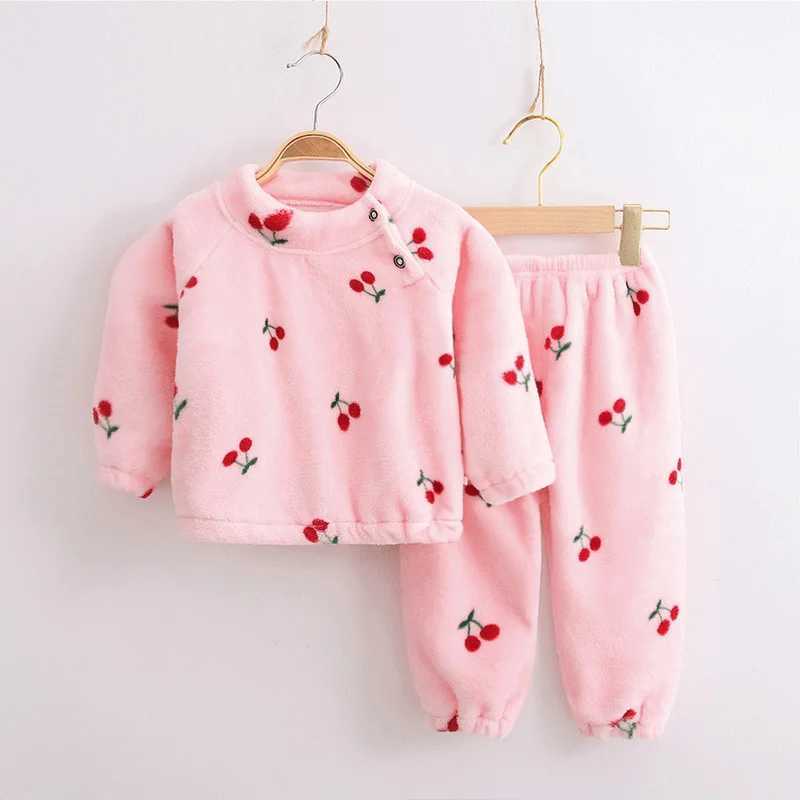 Coral fleece childrens pajamas family clothing for boys and girls winter childrens wool pajamas set warm flannel baby pajamas for girlsW240716