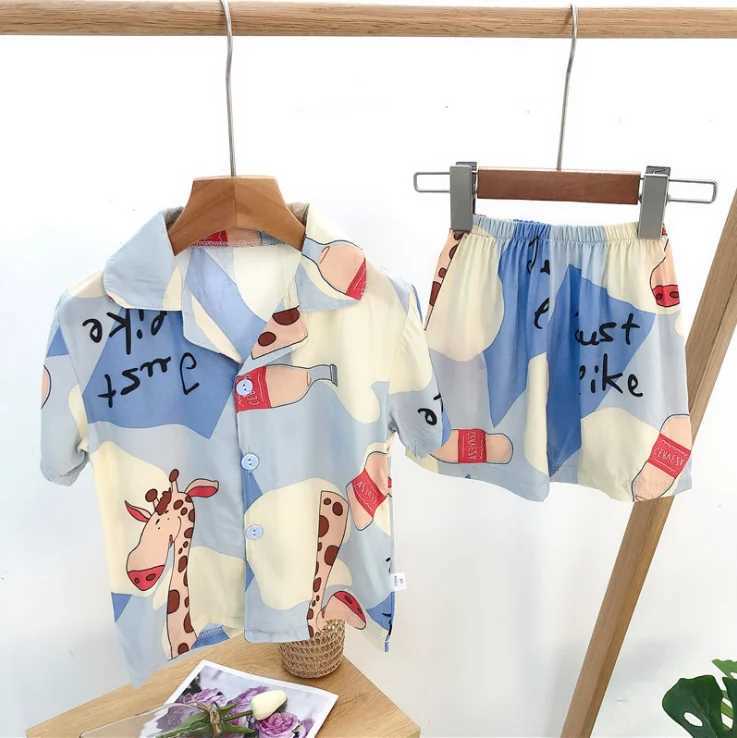 Spring and Autumn Baby Boys and Girls Pajama Set 18M-8yrs Childrens Pajama Lounge Clothing Cotton Girls Evening DressW240716