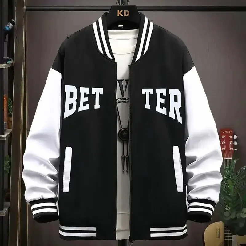 Spring and Autumn Coat Mens Jacket Baseball Suit Trend Handsome First Senior High School Plus Velvet 240712