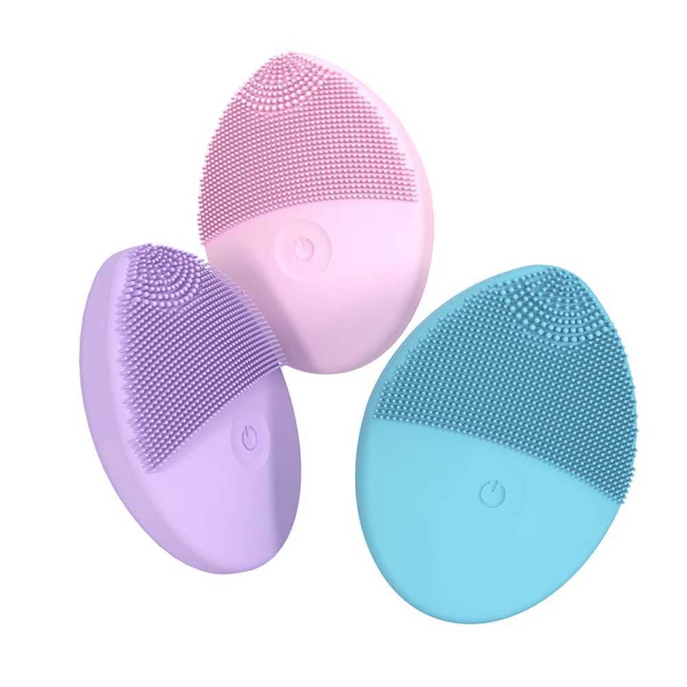 Cleansing Tools Electric facial cleaning brush silicone ultrasonic vibration facial cleaning machine deep hole blackhead cleaning tool y240720