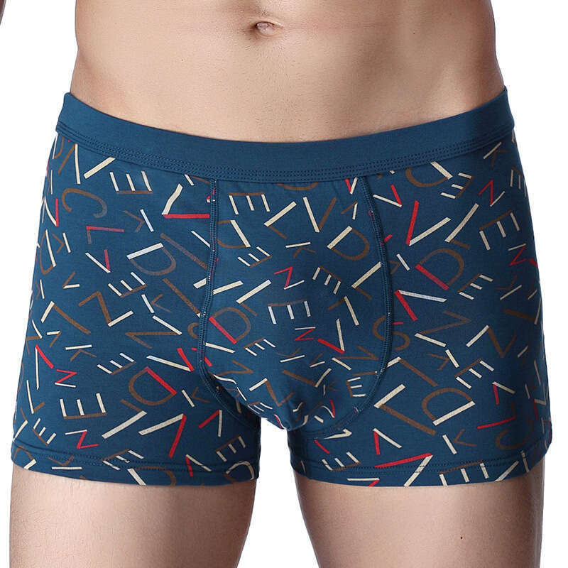 Printed Underwear with No Trace at the Waist, Printed Flat Pants, Pure Cotton U-shaped Men's Square Corner Pants Boxers for Men Mens Underwear De