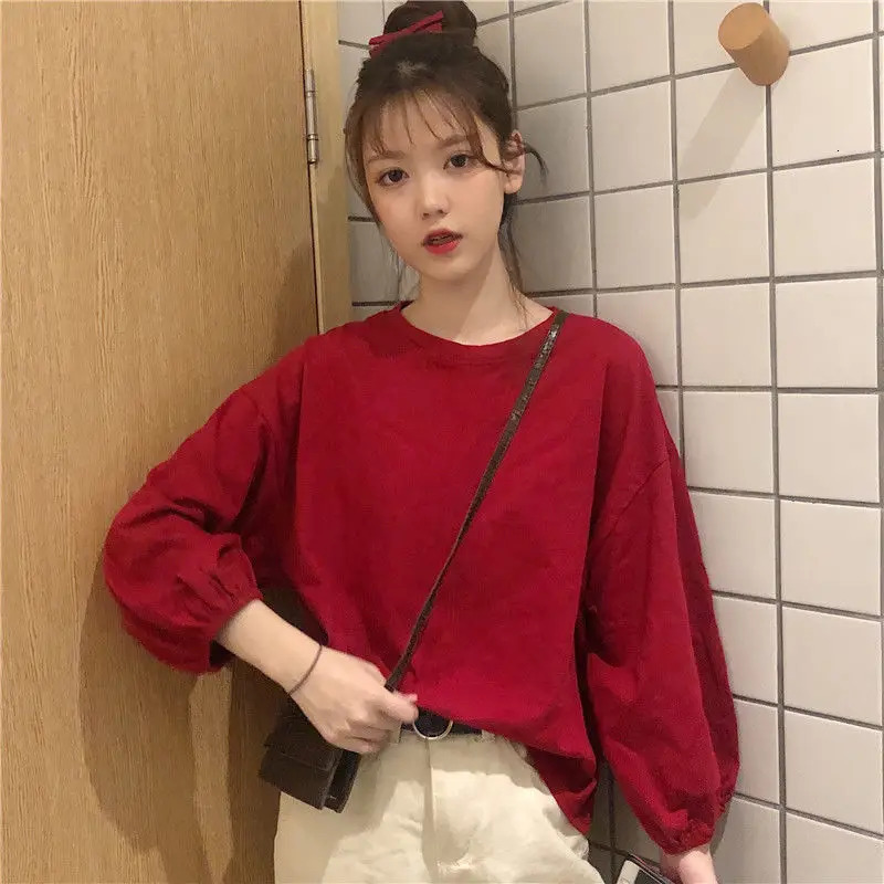 Korean Version T-shirt White Light Lantern Long Sleeve Clothing Aesthetic Tops Womens T Shirts Women Woman Tshirts Y2k Harajuku 240717