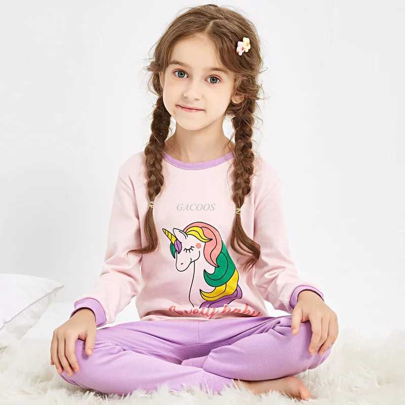 Baby sleepwear autumn long sleeved childrens clothing sleepwear youth sleepwear cotton sleepwear girl set 6 8 10 12 14 years oldW240716