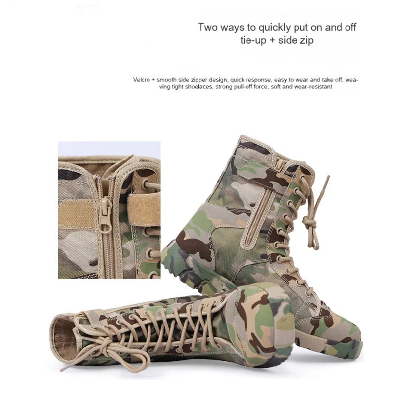 Men Boots Lace Up Waterproof Outdoor Botas Breathable Canvas Camouflage Tactical Combat Desert Ankle Shoes D139 240708