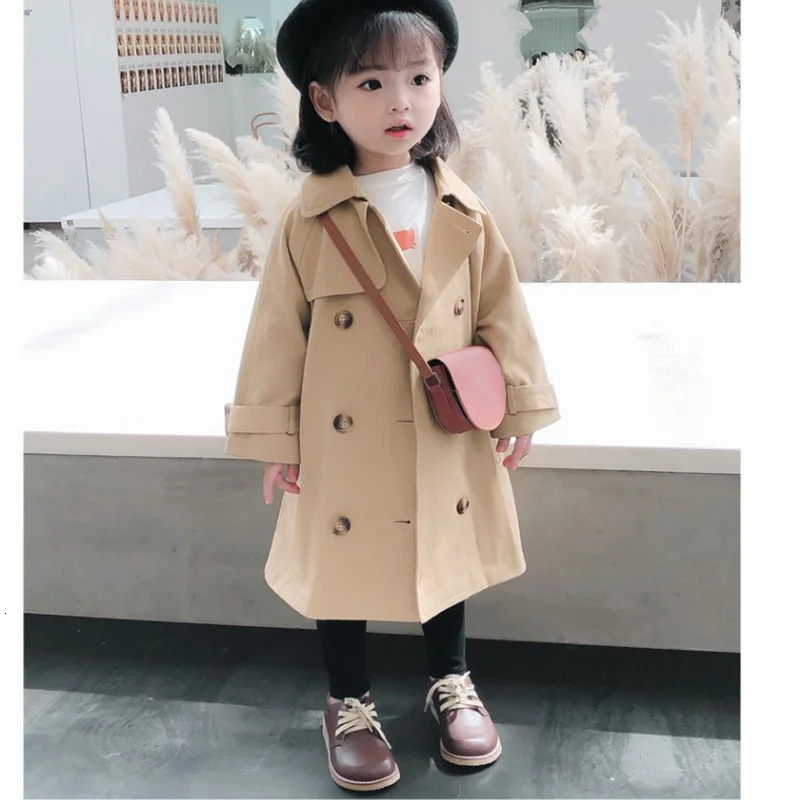 Outerwear Spring Autumn Childrens Fashion Girl Long coat Trench Toddler Baby Jacket girls clothing Windbreaker Kids Clothes 240711