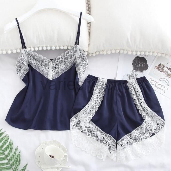 4XL Sexy Pama Set for Women Lace Cami and Shorts Two Piece Satin Lingeri Plus Size