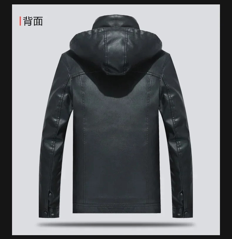 Waterproof Motorcycle PU Jacket Biker velvet Leather Coats men Fleece Hooded Motorcycle Pu Leahter Mens Leather Jackets 240716