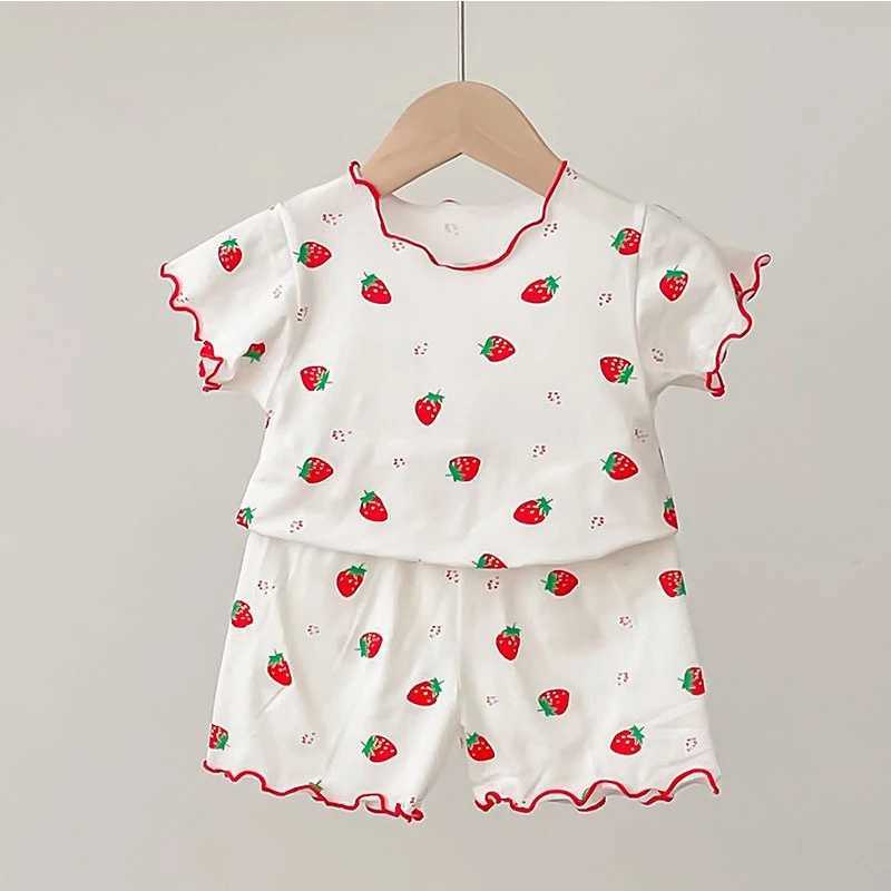 2024 New Summer Girls Clothing Pajamas Short Sleeves Cartoon Fruit Lounge Clothing Childrens Clothing Pajamas 1 2 3 4 YearsW240716