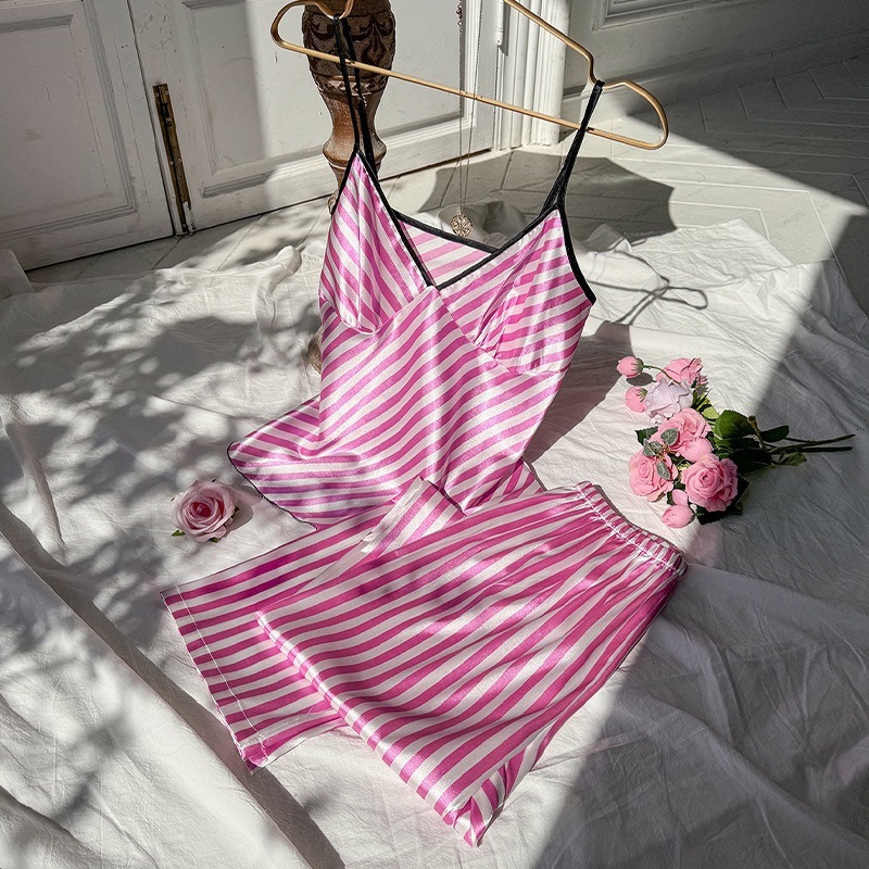 Floral Pama Ladies Sexy Silk Satin Sleepwear Set Top and Pant 2 Pices Beautiful Nightwear