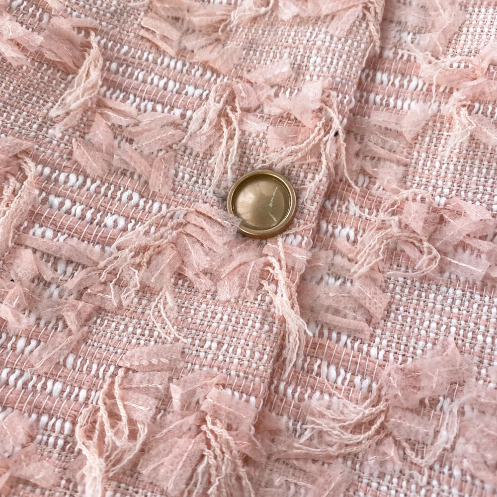 Chic Coat Top Women Oneck Single Breasted Button Warmming Tweed Jacket Female Korean Style Jackets Autumn Drop 240712