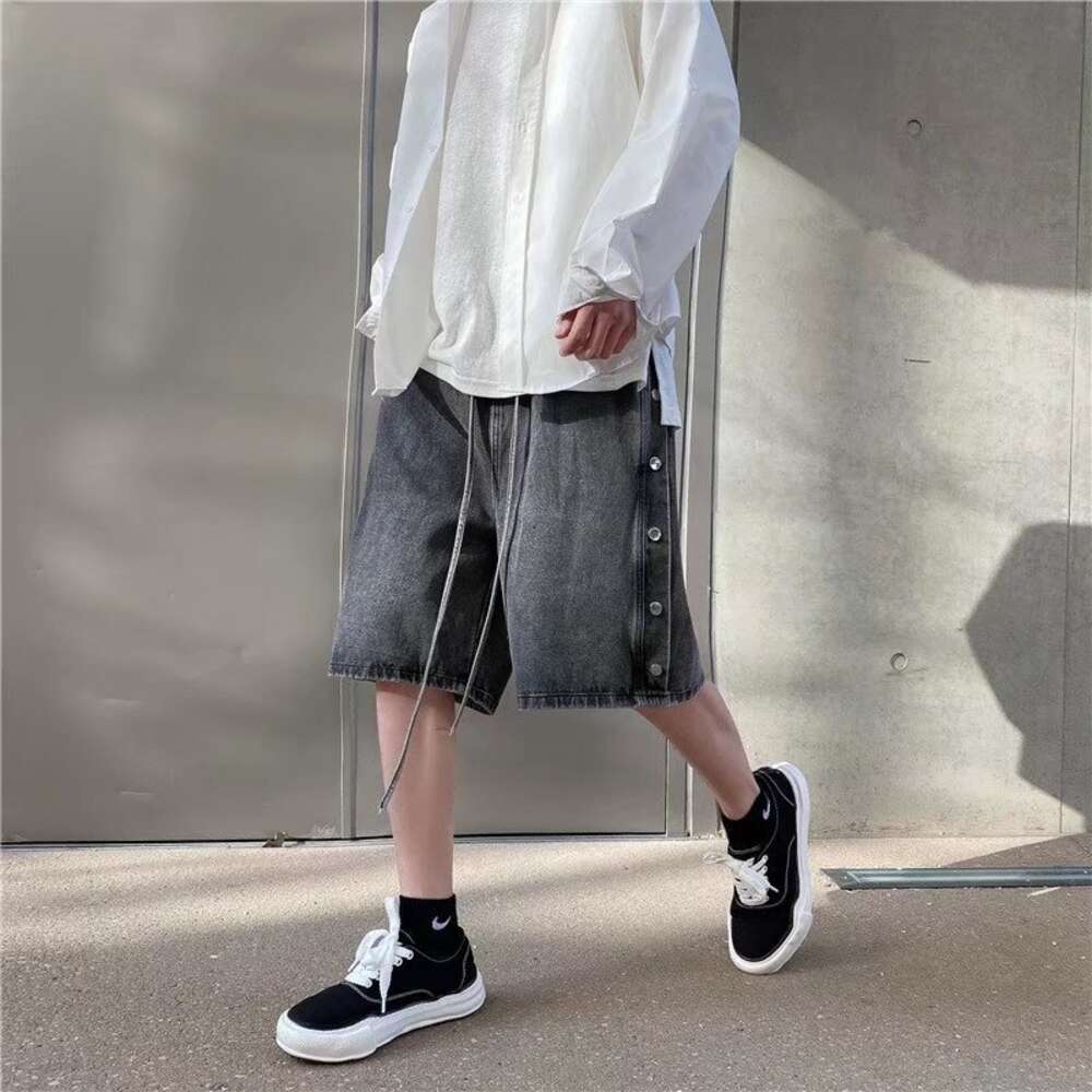 Cowboy shorts, men's summer brand hip hop explosive pants, high street ins trendy niche 6 quarter length pants