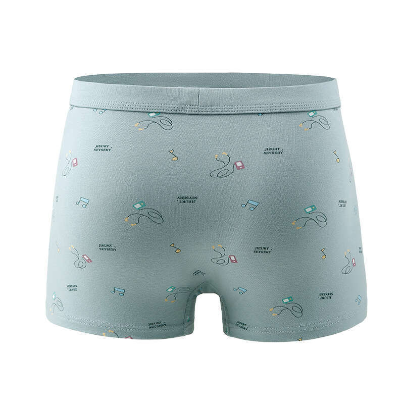 50S Pure Cotton Underwear, Breathable Printed Flat Corner Pants, 3DU Protruding Youth Development Period Student Men's Underwear Boxers for Men D