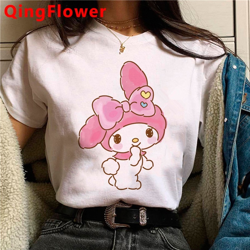 Haruku Fashion Melody Cartoon Graphic T Shirt Women Cute Anime Ullzang Streetwear Kuromi Tshirt Female