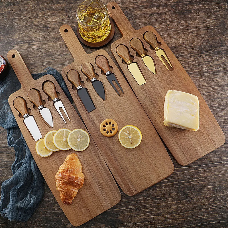Acacia Cheese Board Set Knife Cutting Plate Steak 240717