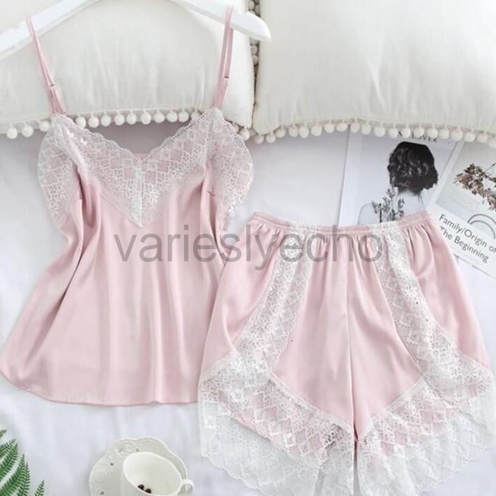 4XL Sexy Pama Set for Women Lace Cami and Shorts Two Piece Satin Lingeri Plus Size