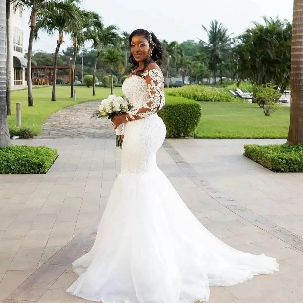 Plus Size Appliqued Mermaid Wedding Dress Lace Beach Boho Beaded Bridal Gowns Vestido De Noiva 2024 Custom made