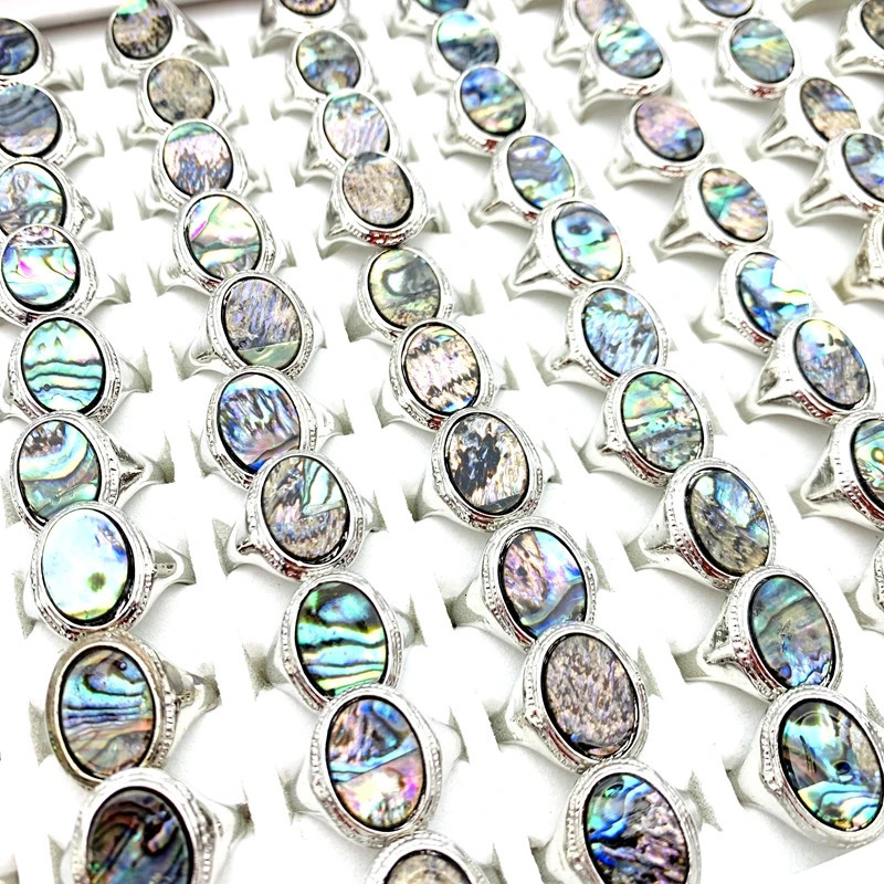 Wholesale of 20 pieces of vintage rings mens natural shells fashionable jewelry party gifts silver finger accessories 240710