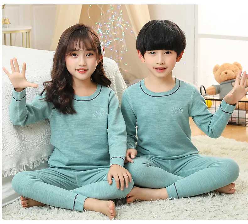 Childrens Pajamas 2-14 Autumn Long sleeved Pajama Set Baby Clothing Childrens Cotton Pajamas Childrens PajamasW240716