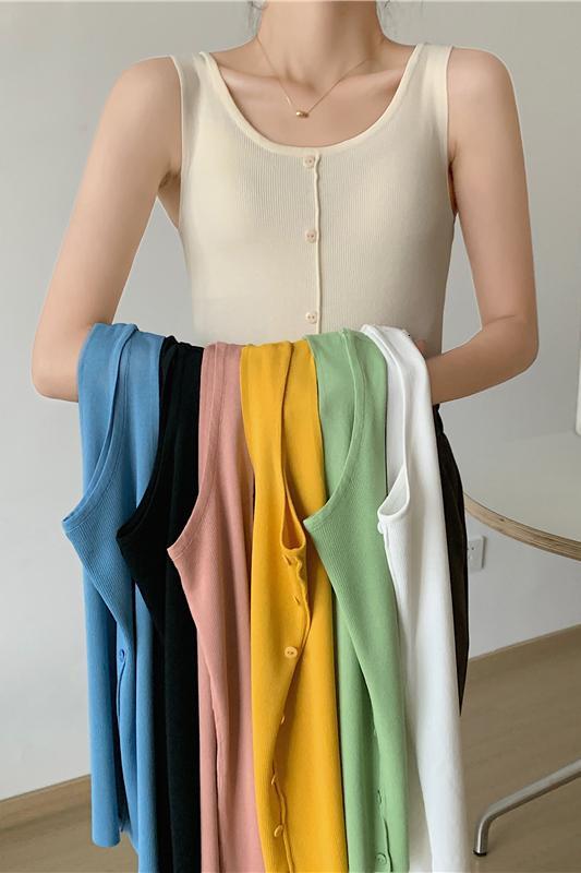 Summer 2022 new design sense niche small suspender square neck top for women, wearing inside and outside with a 7-color vest
