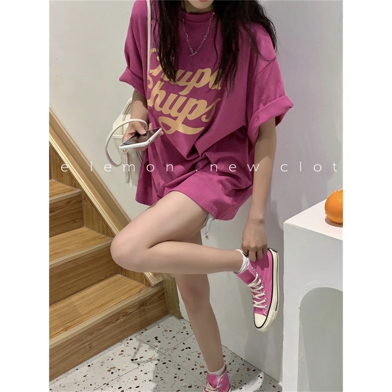 Summer Ins Fashion Letter Printing Loose Medium Length Top Large Short Sleeve T-shirt Women's New Style