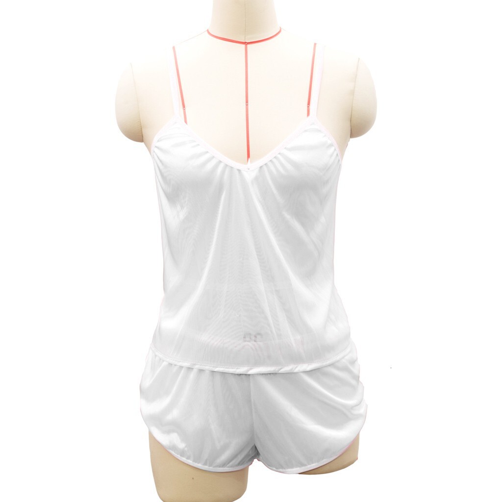d n i e s Women Sexy-Lingerie Sleepwear Satin Silk Babydoll Lace Up Nightwear Pamas Set soft
