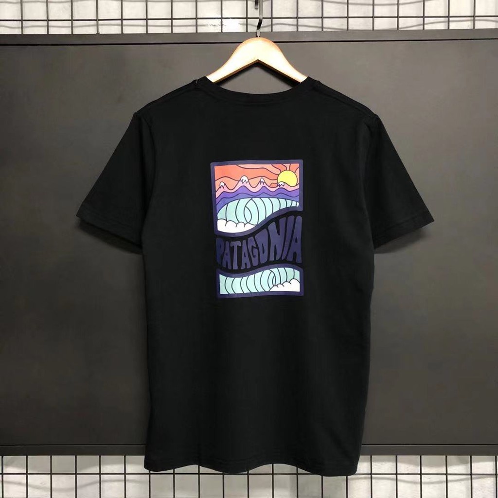 American Dad wave graffiti three color front and rear large picture slim fit version cotton leisure summer trend short sleeve