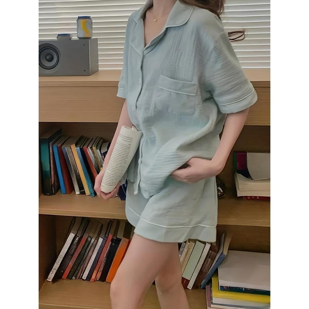 Summer New Style Solid Color High-End Korean Cute Pamas Women's Homewear