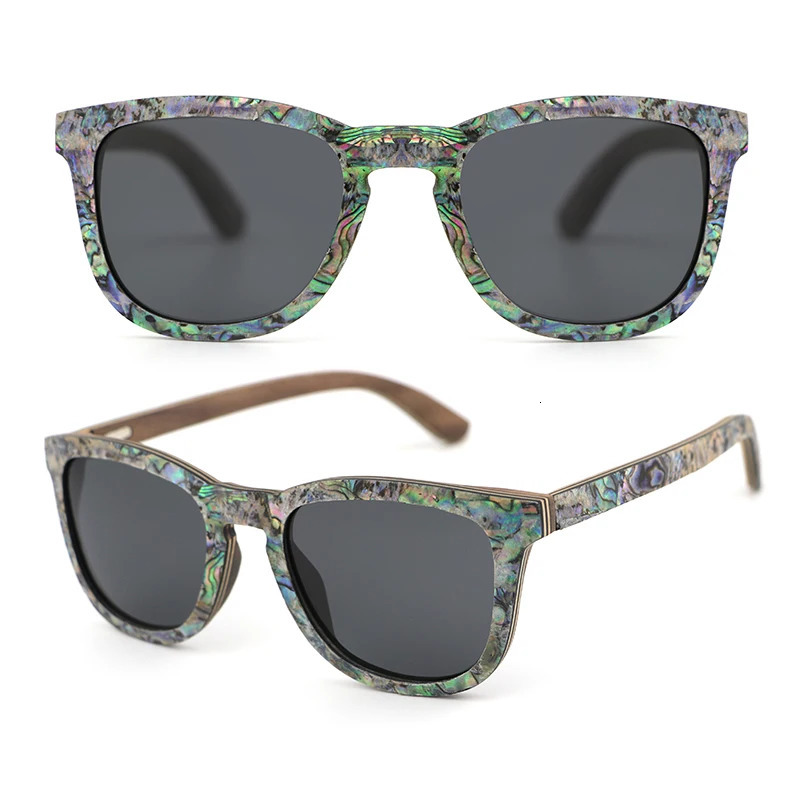Drop Polarized Abalone Shell Sunglasses Women Square Frame Rim Wood Veneer Custom Wooden Sun Glasses 240711