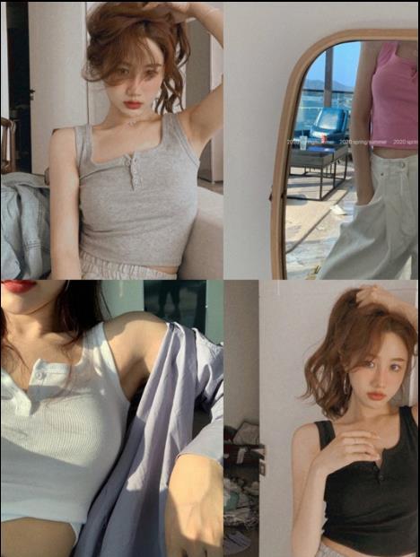 Large size niche short top outdoor wear in spring summer, paired with sleeveless French style camisole and sexy vest for women's fashion