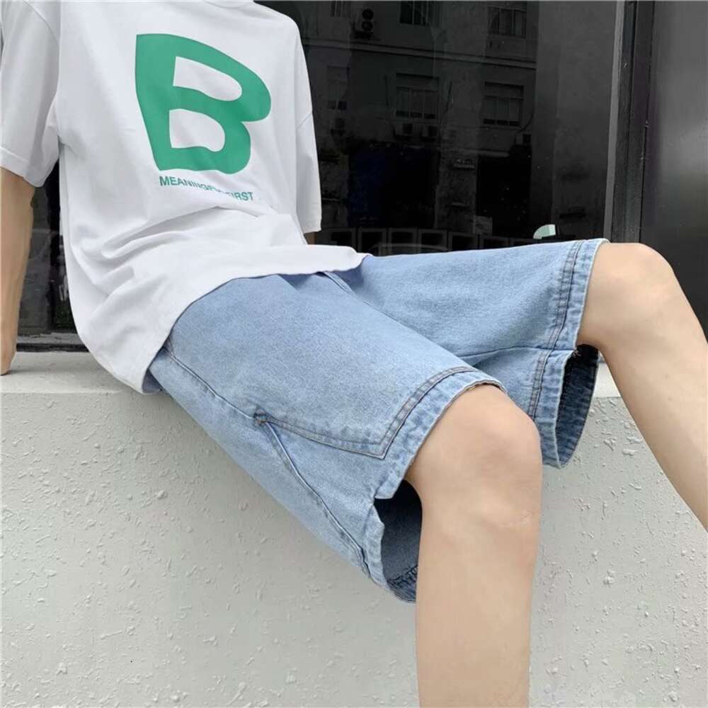 Workwear denim shorts men's summer 2021 new five quarter trendy brand ins trend loose thin mid length pants