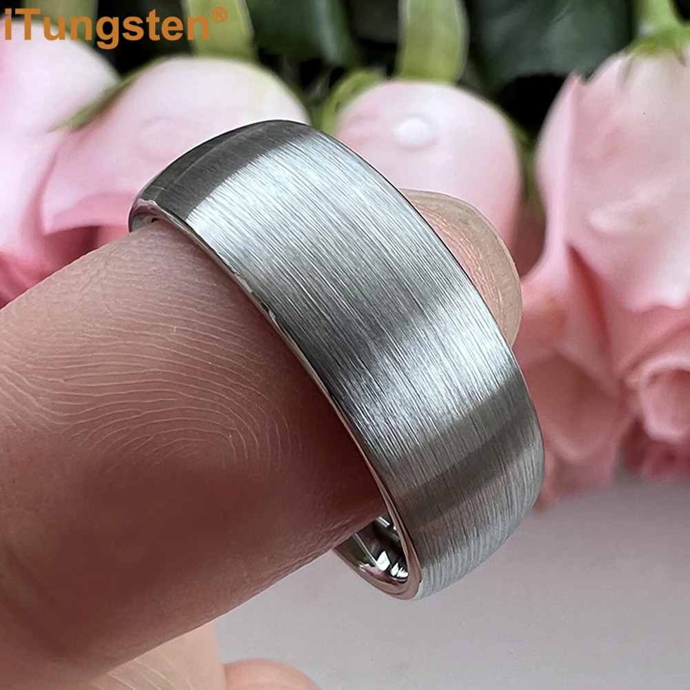iTungsten 6mm 8mm Tungsten Carbide Ring for Men Women Engagement Wedding Band Fashion Jewelry Domed Brushed Finish Comfort Fit 240713