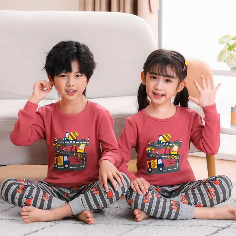 Autumn cotton pajamas baby long sleeved baby clothing set cartoon childrens clothing childrens pajamas childrens boys pajamasW240716