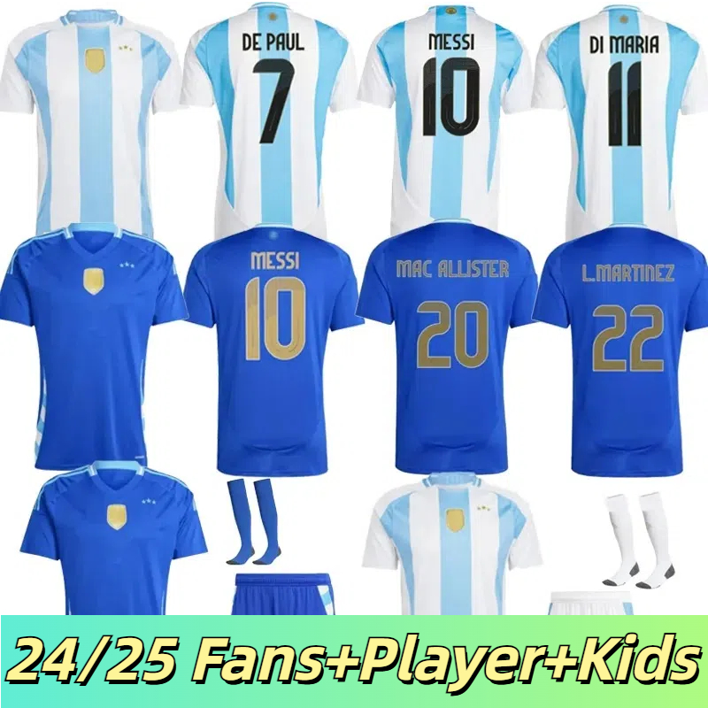 Soccer Jerseys 24 25 Fans Player MAC ALLISTER DYBALA DI MARIA MARTINEZ DE PAUL MARADONA Kids Kit Men Women Football Shirt