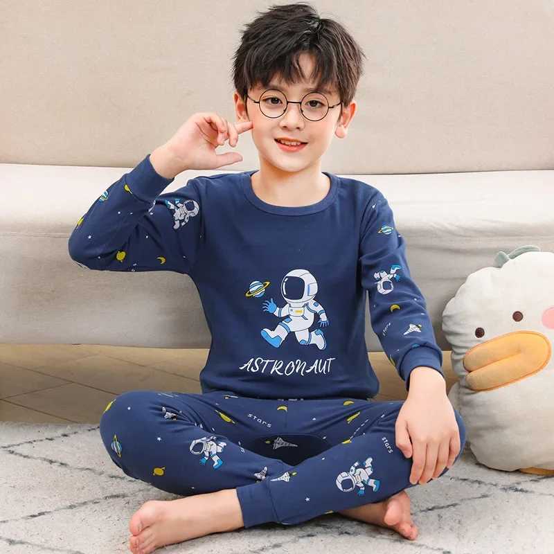 Autumn cotton pajamas baby long sleeved baby clothing set cartoon childrens clothing childrens pajamas childrens boys pajamasW240716