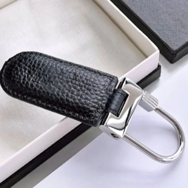 Keychain Genuine Leather Stainless Steel Bracket Keyring for Mens Business Birthday Gifts Daily Use No Box 240711