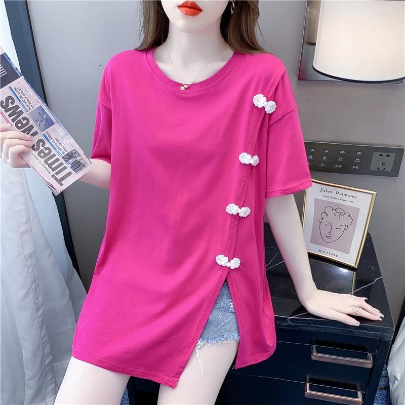 2-300 split sleeve clothing in of 2023, the easy C2-300 jin long slit sleeved T-shirt for women's summer 2023 new loose and chic short style stun