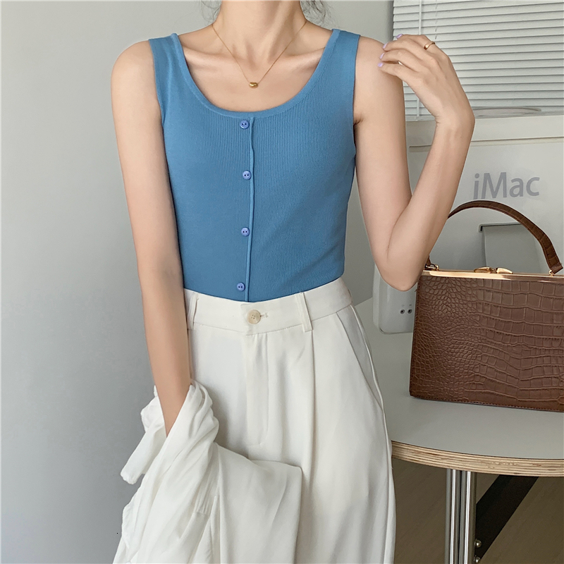Summer 2022 new design sense niche small suspender square neck top for women, wearing inside and outside with a 7-color vest