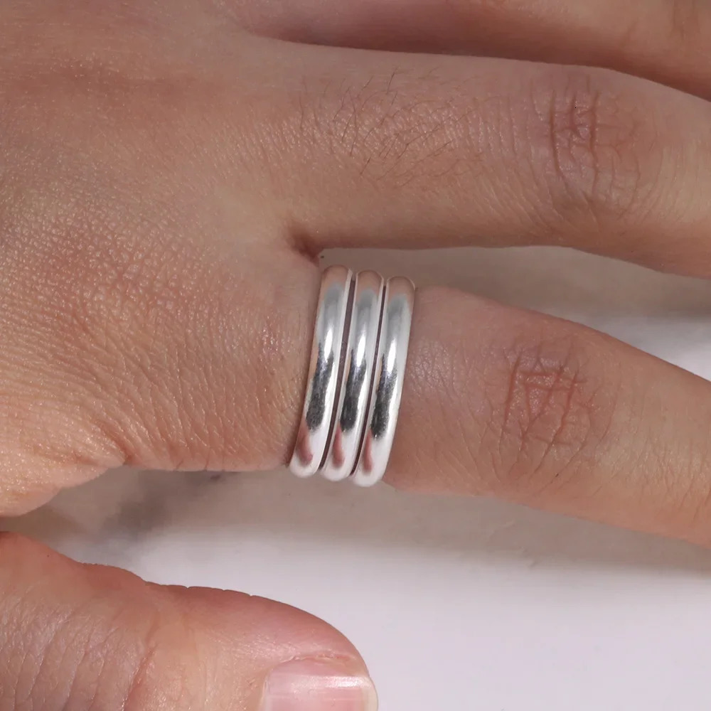 925 sterling silver spring ring simple multi-layer elegant jewelry opening ordinary punk ring 240805