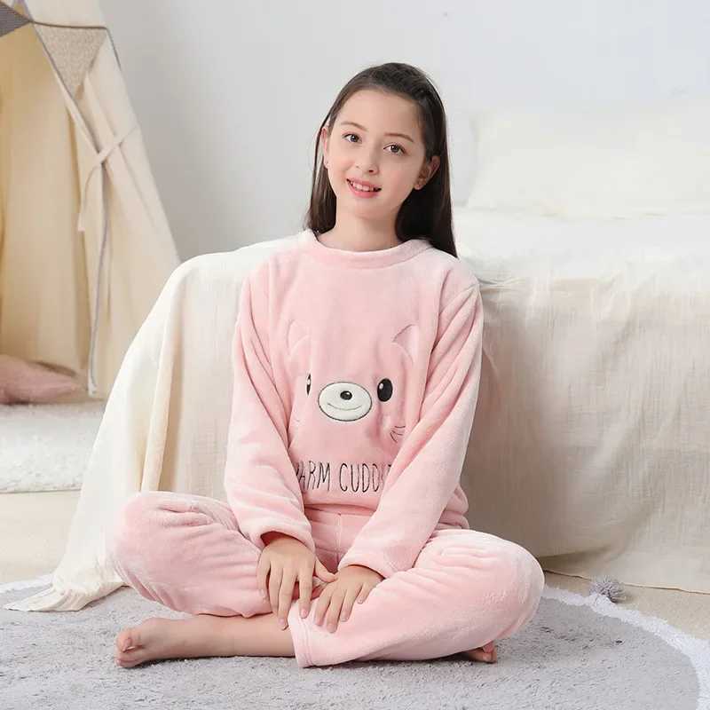 Baby sleepwear winter long sleeved childrens clothing sleepwear teenage sleepwear wool sleepwear childrens sleepwear set 6 8 10 15 years oldW240716