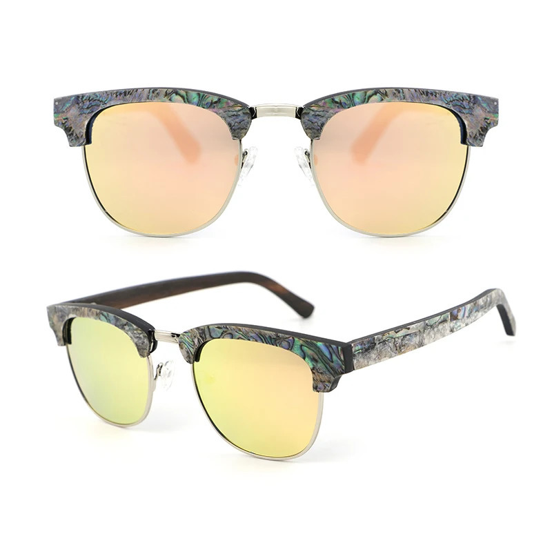 Drop Polarized Abalone Shell Sunglasses Women Square Frame Rim Wood Veneer Custom Wooden Sun Glasses 240711